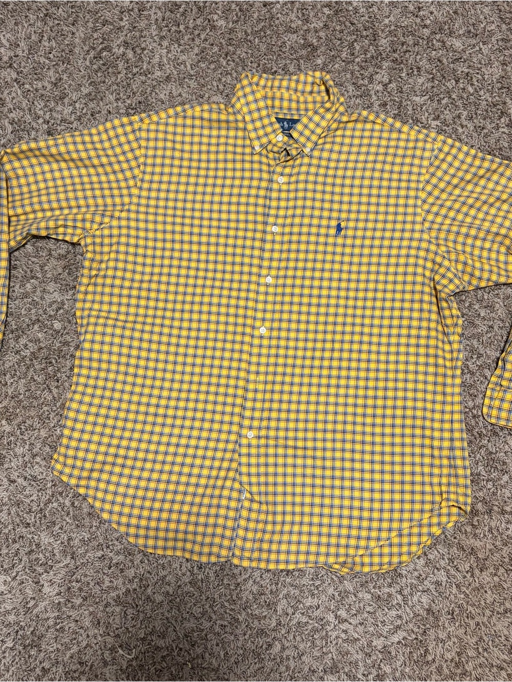 Ralph Lauren Yellow and Blue Check Long-Sleeve Button-Down Shirt